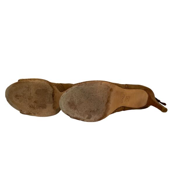 Stuart Weitzman In & Out Tan Nubuck Peep Toe Stiletto Bootie size 10 - Picture 14 of 16